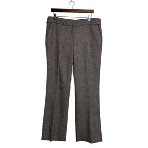 Dalia Collection Trousers Women 12 Brown Tweed Wool Blend Wide Leg Professional